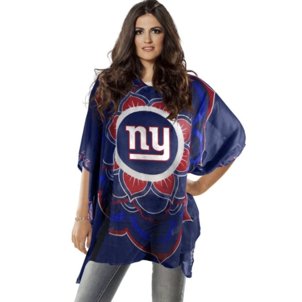 NFL Little Earth Flower New York Giants Caftan Coverup One Size NWT